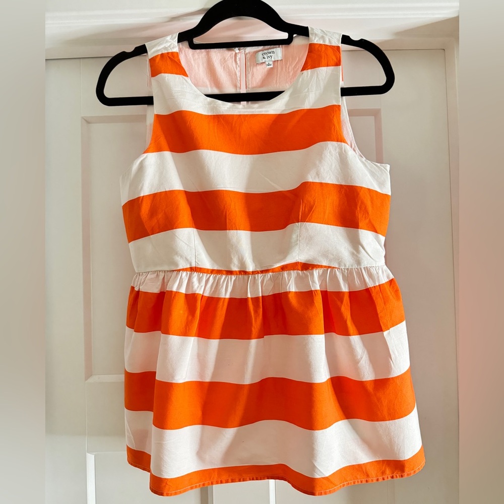 Bright orange and white blouse!